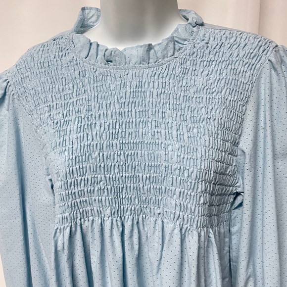 Lightweight Long sleeve top Smocked Long Sleeve Baby Blue XL - Picture 2 of 6